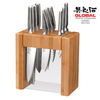 New GLOBAL IKASU X 10 Piece Kitchen Knife Block Set Knives 10pc Japanese