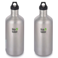2 X KLEAN KANTEEN CLASSIC 64oz 1900ml STAINLESS BPA FREE Water Bottle 