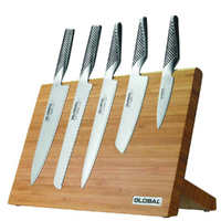 New Global TAKUMI 6pc Bamboo Magnetic Knife Block Set Knives 6 Piece Japanese