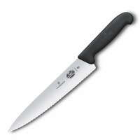 Victorinox Cooks Carving Knife Wavy Edge Fibrox 25cm - Black 5.2033.25