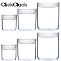 New CLICKCLACK 6 Piece Pantry Small Round Set Air Tight Containers 6pc