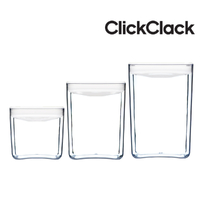 New CLICKCLACK 3 Piece Pantry Large Cube Box Set Air Tight Containers 3pc