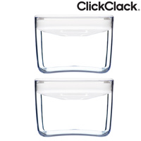 New 2 x CLICKCLACK Pantry Cube w/ White Lid 900ml 0.9L Air Tight Container