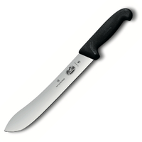 New Victorinox Black Fibrox 10" / 25cm Wide Tip Bullnose Butcher Knife 5.7403.25