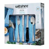 Wiltshire 50pc Baguette Cutlery Set With Steak Knives - Stainless 50 Piece