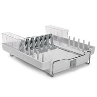 OXO Good Grips Foldaway Dish Drying Rack Kitchen Organiser w/ Utensils Holder + Drip Tray 