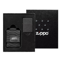 New Zippo Black Crackle Windproof Lighter & Black Tactical Pouch Gift Set