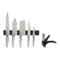 New Furi Pro 7pc Magnetic Knife Rack Set & Diamond Sharpener - 7 Piece
