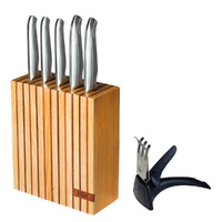 Furi Pro Wood 7pc Knife Block Set - 7 Piece Japanese Stainless Steel