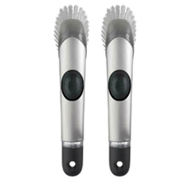 New OXO Good Grips Steel Soap Squirting Dish Brush Soft Grip , 2 Pack