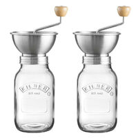 New Kilner Set of 2 Glass Sauce & Mill Marker 1 Litre Jar