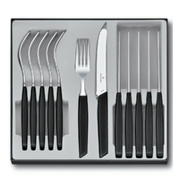 New Victorinox Modern 12pc Steak Knife & Fork Cutlery Set of 12 Piece - Black