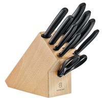 New Victorinox 9pc Kitchen Cutlery Block 9 Piece Set - Black