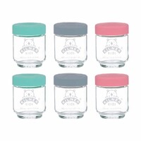 Kilner Kids 6 Piece Glass Jar Canister Baby Food Storage w/ Lid 6pc - 190ml