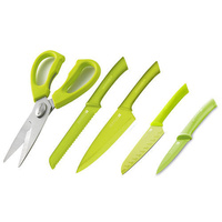 GREEN SCANPAN Spectrum Set of 5 Cooks Bread Santoku Utility Shears GREEN