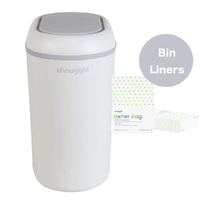 Shnuggle Eco-Touch Nappy Bin - White / Grey & Better Bag Bin Liners