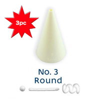 Loyal No. 3 Round Piping Nozzle Plain Plastic ,  3 Pieces
