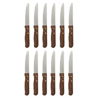 Athena Jumbo Steak 22.3cm Knife Set x 12 Knives - Wood Handle 