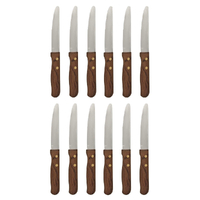 Athena Jumbo Steak 22.3cm Knife Set x 12 Knives - Wood Handle 