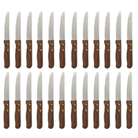 Athena Jumbo Steak 22.3cm Knife Set x 24 Knives - Wood Handle