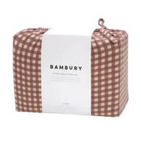 Bambury Gingham Clove Cotton Flannelette Sheet Set - Queen Bed