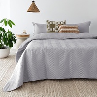 Bambury Herringbone Embossed Coverlet Set Silver - Single / Double