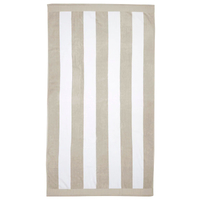 Bambury Classic Stripe Velour Beach Towel , Pebble 95 x 175cm
