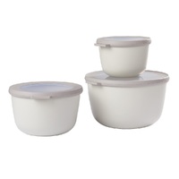 Mepal Cirqula Round Bowl Large 3 Piece Set Multi Storage 3pc - Nordic White