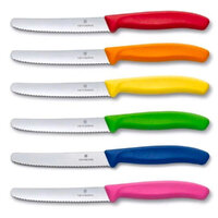 Victorinox Steak & Tomato 11cm Knife Pistol Grip Set x 6 Knives - Colourful