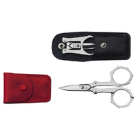 New Victorinox Pocket Folding 10cm Stainless Scissors With Leather Pouch 