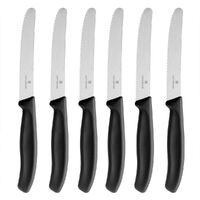 6 x VICTORINOX Steak Knives & Tomato 11cm Knife Pistol Grip BLACK