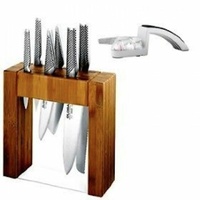 GLOBAL IKASU PLUS Mino SHARPENER Knife Block Set **BNIB** USA
