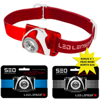 LED LENSER SEO 5 Head Torch Headlamp RED 180 Lumens & Bonus Headband