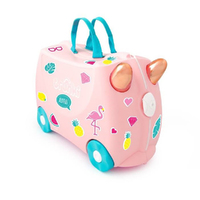 New TRUNKI Ride on Kids Suitcase Luggage Toy Box FLOSSI FLAMINGO