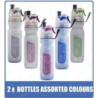 2 x 02 COOL MIST 'N' SIP ARCTIC SQUEEZE 18oz 530ml DRINK BOTTLE ASSORTED COLOURS 02COOL O2COOL