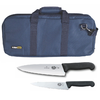3pc Chef Starter Knife Set Blue Bag & Victorinox 15cm Cook & 20cm Knives