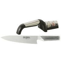 G-2 GLOBAL Chef Cooks Knife 20cm G2 & Ceramic Water Sharpener 2pc Starter Set 79626