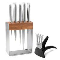 Furi Pro Stainless Steel 7 Piece Knife Block Set - 7pc Japanese Stainless Steel