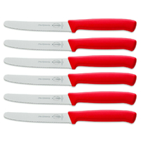 F DICK FDICK x 6 Micro Serrated Utility Steak Knives Knife Tomato RED 11cm