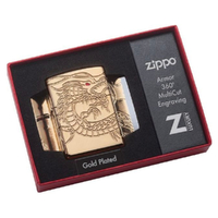 ZIPPO RED EYE DRAGON GOLD PLATED LIGHTER GIFT BOX 99221