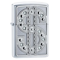 ZIPPO SWAROVSKI BLING EMBLEM HIGH POLISH CHROME LIGHTER GIFT BOX 92904