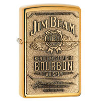 Zippo Jim Beam Full Label Brass Chip  , High Polished Brass Lighter 94258