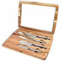 Furi Pro 4 Piece Acacia 4pc Knife - Cook 20cm, Santoku 13cm, Paring 9cm, Utility 15cm -