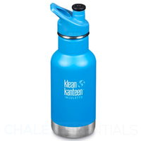 KLEAN KANTEEN KID CLASSIC INSULATED 355ML 12OZ SPORTS CAP BLUE POOL PARTY BOTTLE