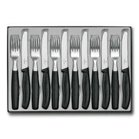 Victorinox 12pc Steak Knife & Fork Cutlery Set of 12 Piece - Black