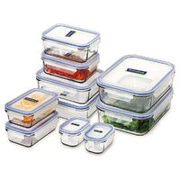 GLASSLOCK Tempered Glass Microwave Safe Container Set W/ Lid Oven 10pc