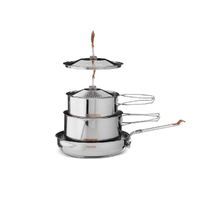 Primus CampFire Cookset Stainless Steel Small Pot Pots + Frying Pan Set WP738002