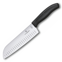 New Victorinox Black Fibrox 17cm Wide Blade SANTOKU Wide Blade Knife 6.8523.17
