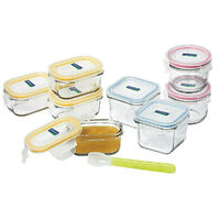 Glasslock Baby Food Glass Container Set W/ Lid & Silicon Spoon 9pc 28099