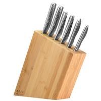 New Global KYOTO 7pc Bamboo Knife Block Set Knives 7 Piece Japanese